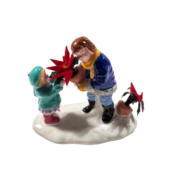 The Original Snow Village "Poinsettias For Sale" Handpainted Ceramic Accessories - Picture 3 of 8